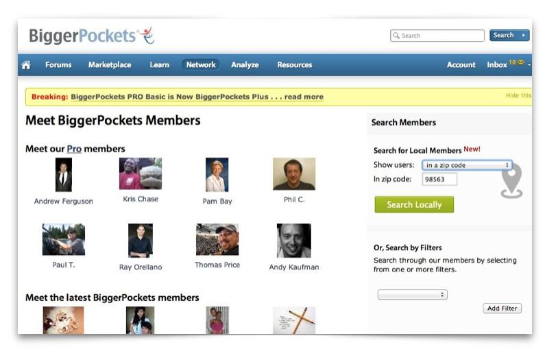 Chapter Seven: BiggerPockets Meet : Connect with Local Investors One of the newest features on the BiggerPockets blog is the brand new BiggerPockets.