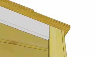 at top (1/2 x 2 1/2 x 68 1/4 ). Angled side trim pieces are unique to each corner and are attached rough side out.