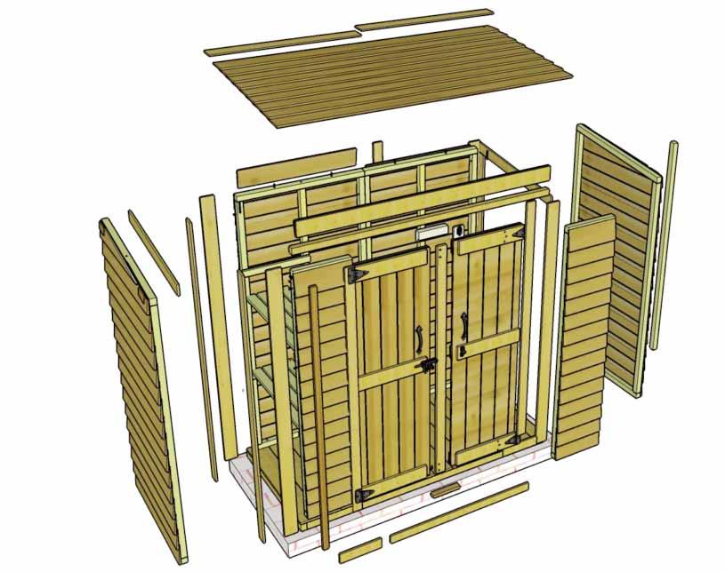 Exploded View and Parts List for 6 x3 Patio Garden Shed 4N 3 4I 4K 4J 4L 2C 4M 2D UU 4B 2F 2G 2B 2H X Parts List 2A 1. - Floor Section 1 1 - Floor Section - 35 5/8 x 74 1/4 x 2 1/2 2.
