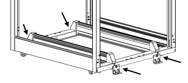 Floor Attachment Bracket The mounting locations for the brackets are shown in the figure below. Attach the cabinet to the floor with 3/8 or M10 hardware appropriate for your type of flooring.