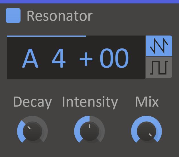 Resonator The Resonator snapin adds harmonic resonance to the input signal. Pitch The frequency at which to resonate.