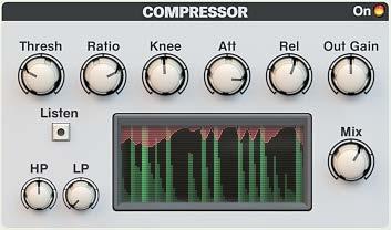 5.4 THE MASTER FX 5.4.1 COMPRESSOR The built-in bus compressor can be used to alter the dynamics of the kit, either to control peaking, or to creatively alter the sound.