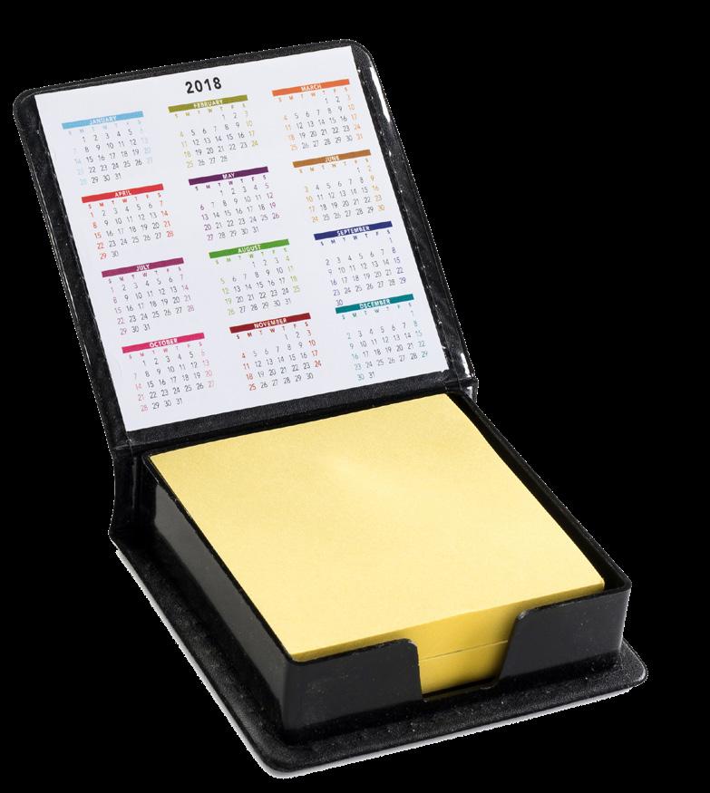 STYLE: NB-4080S Vinyl case holding 200 yellow 2 x 2 sticky notes. 2 year calendar. Full-color digital imprint. Set-up charge $30 (g).