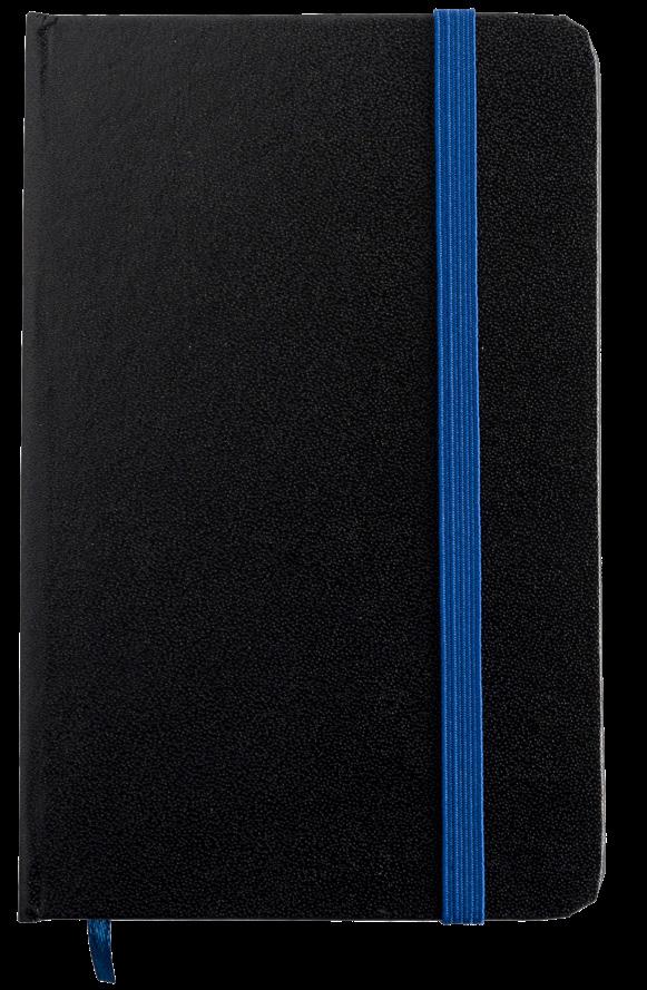 STYLE: NB-9465J Black PVC padfolio holding 80 sheets of lined paper. Colored closure band with matching bookmark.