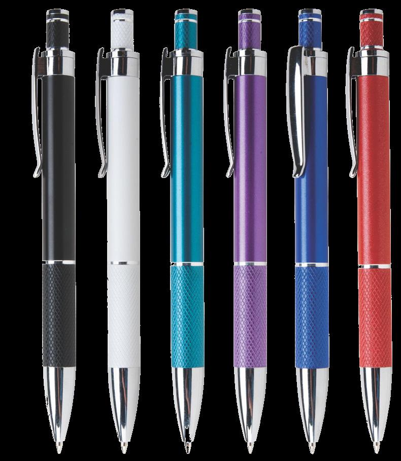 METAL PENS Anodized metal retractable pen. Choose from black, white, aqua, purple, blue or red.