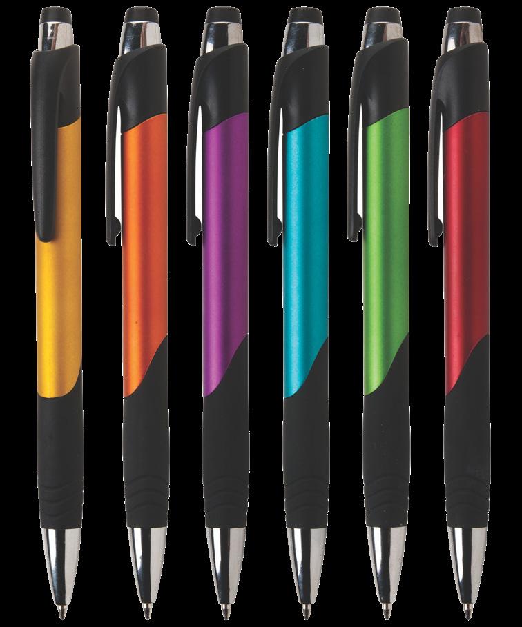 The JENNIE Style: P59H Plastic retractable pen with black highlights and chrome trim.