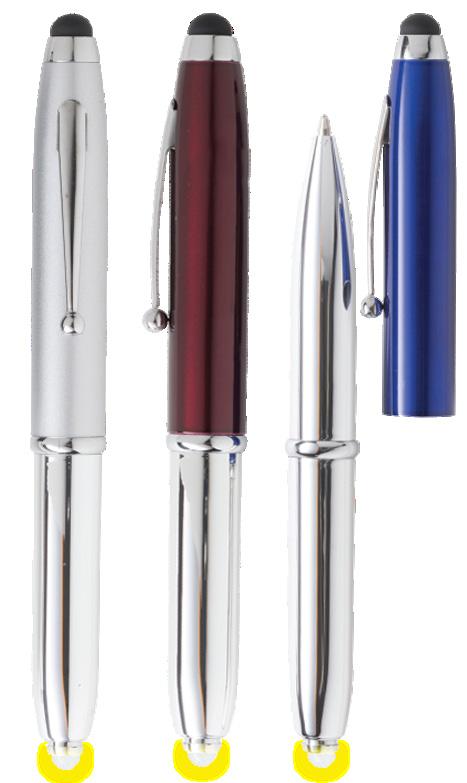 STYLUS PENS Anodized metal pen/stylus combination. Stylus nib at the top of the pen.