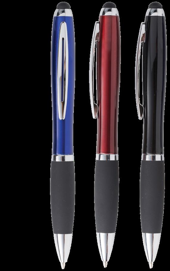 Stylus nib at the top of the pen. Choose from blue, burgundy or silver.