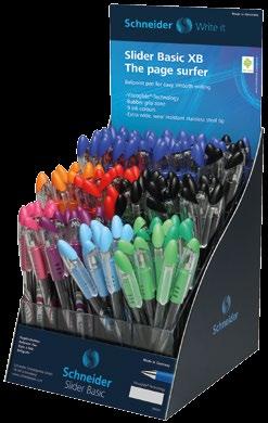 Slider Basic Ballpoint pen with Viscoglide technology For extraordinarily easy and gliding writing Waterproof black ink according to ink standard ISO 12757-2 Ink dries quickly and is smudge proof