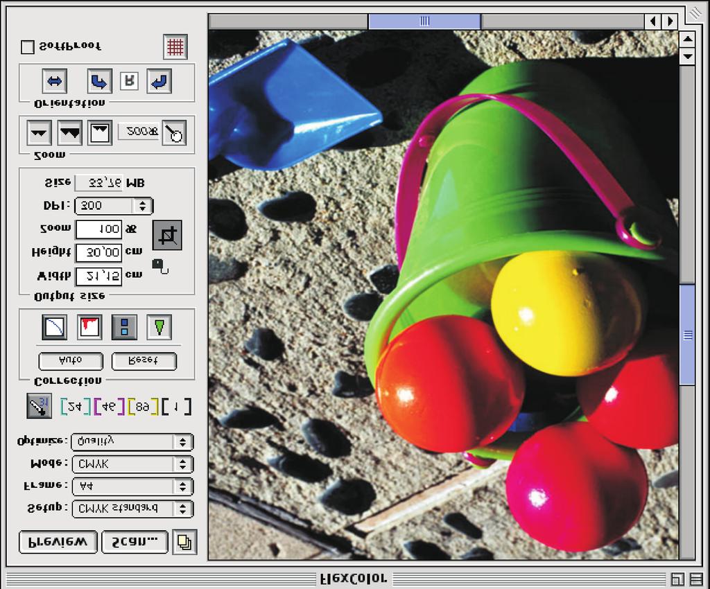 3. Use the Frame pop-up menu to choose the size of your original. (Later, when you take a preview, the scanner will automatically zoom and focus to take the best possible scan for your format.) 4.