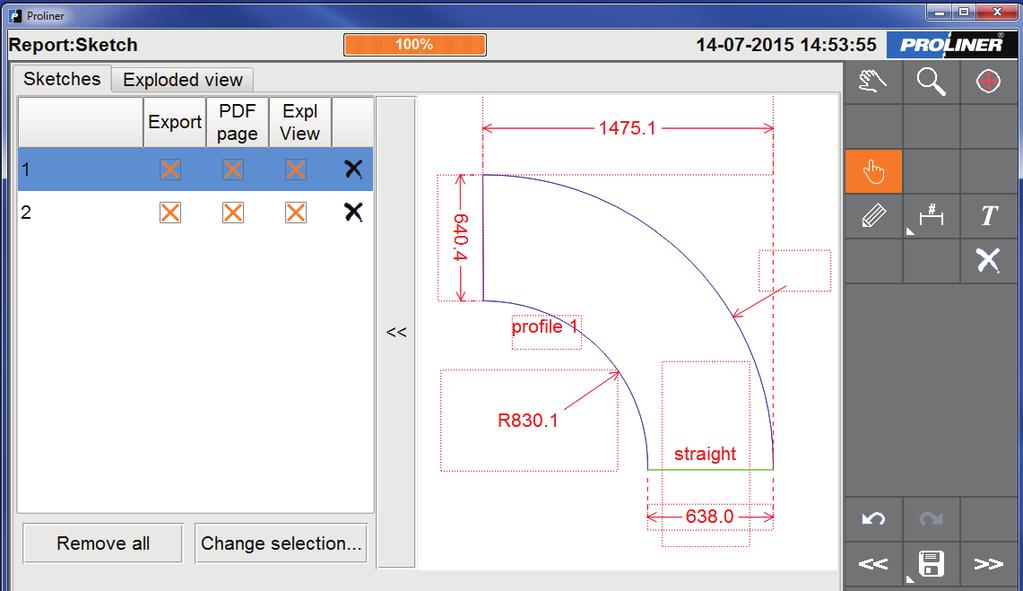 Confirm/Edit production pieces in Sketch List 2. Check details, add information (project, measurement) and Sign-Off 3.
