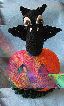 Bat On A Pumpkin Halloween Decoration Free Crochet Pattern By: Donna Collinsworth Of Donna s Crochet Designs