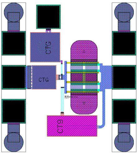 Fig. 11 Layout plot of a stand-alone broadband feedback amplifier (0.6 0.6 mm) 20 10 0 3 GHz 13.01 db 3 GHz 2.058 db FDBK_AMP_lay 7 GHz 10.01 db 7 GHz 2.
