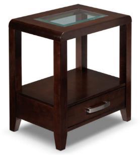 Material: Birch, Veneers/Glass Chick look A beveled glass insert is surrounded by rich coloured wood