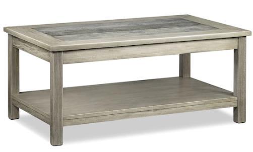 Thomas Coffee Table 386-251060 End Table 386-251061 18x48x25 24x24x22 Stone inlay Natural Finish with stone top offer added sophisticated appeal Visually appealing and functional with a shelf for