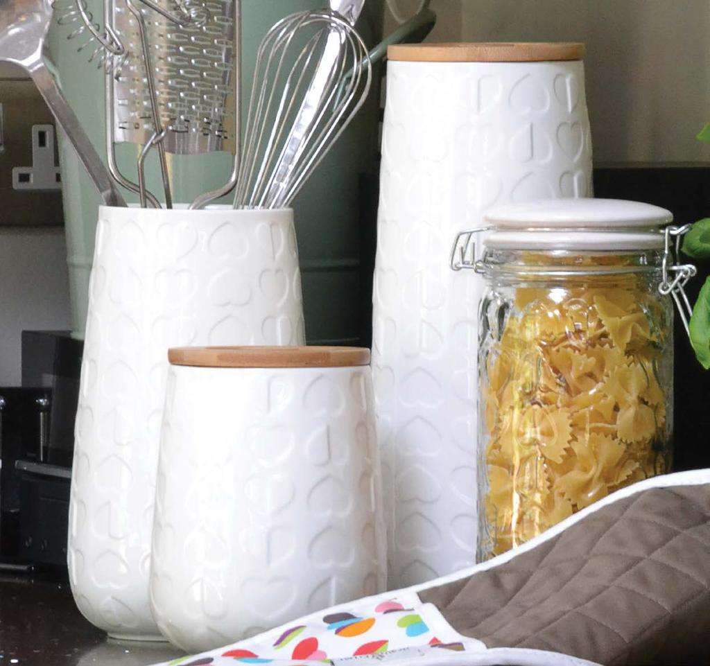 Confetti Embossed Ceramic storage jars Sustainable bamboo lids with an airtight seal