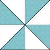 Lay out one white and one aqua 1½ finished HST as shown. 9. Pin and sew together to form a 2 (1½ finished) square.