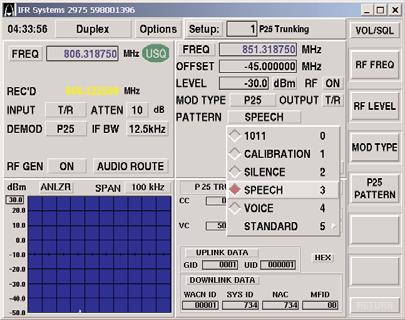This test is unique to the 2975 and is another way that Aeroflex is improving technician productivity. Figure 31.0 shows how to select the speech mode and figure 32.