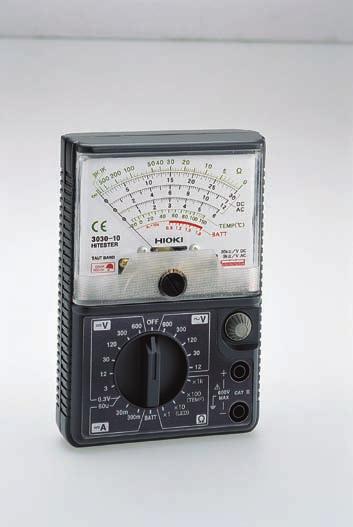 Analog Multimeters and Voltage Meters HiTESTER 3030-10 Basic tester with improved safety features Protected against transient voltages up 250 V AC, preventing electric shock accidents before they can