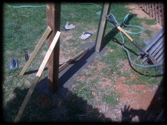 I also placed 2 each 4 x 4 x 96 beams in concrete where my chicken run would be so that I could add a full height gate to allow me access to the inside of the chx run.