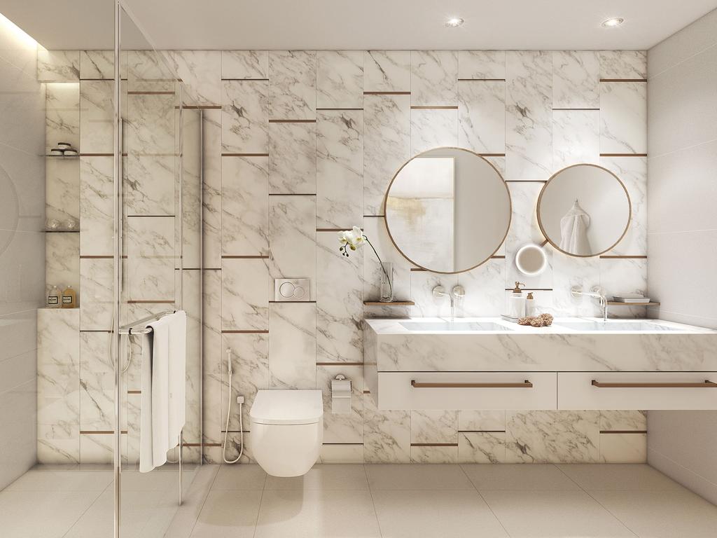 A BLISSFUL HAVEN The bathrooms will feature an elegant,