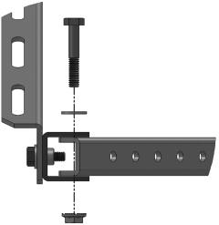 Step 11. Attaching Inner Channels to Brackets A. Attach the inner channel to the bracket using a 1/4-20 x 1-5/8 bolt and associated backing hardware, as shown in figure 1 below.