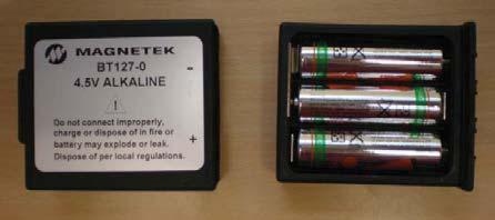To change the alkaline batteries in the battery pack, separate the inner tray from the outer housing (see Fig.