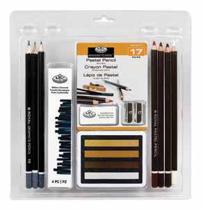 Pencils, 3 Charcoal Sticks, 3 Sketching Sticks, 1 Woodless Graphite Pencil, 1 White Eraser, 1 Pencil Sharpener, 1 Kneadable Eraser 10 Color