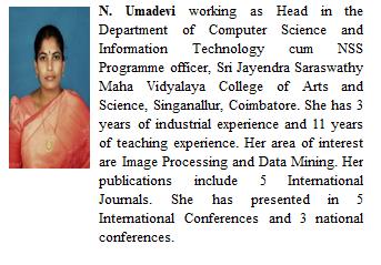 50 IJCSNS International Journal of Computer Science and Network Security, VOL.14 No.12, December 2014 R.Sudhamathi received her B.C.A in Tiruppur Kumaran College for Women in 2008 and M.