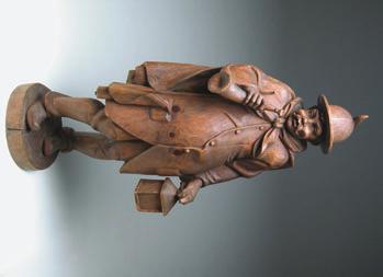 190. ENGLISH PINE CARVING OF A NIGHT WATCHMAN WITH LANTERN