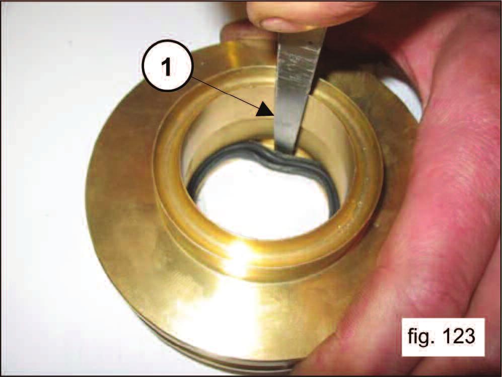 Replace the oil seal (1, fig. 120) 