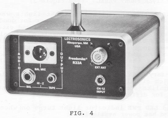 Performer 5. R33 RECEIVER REAR PANEL (see figure 4) The BAL MIC (balanced microphone) output, a switchcraft D3M connector, is the most commonly used output.