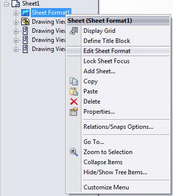 SolidWorks: Title Block Right