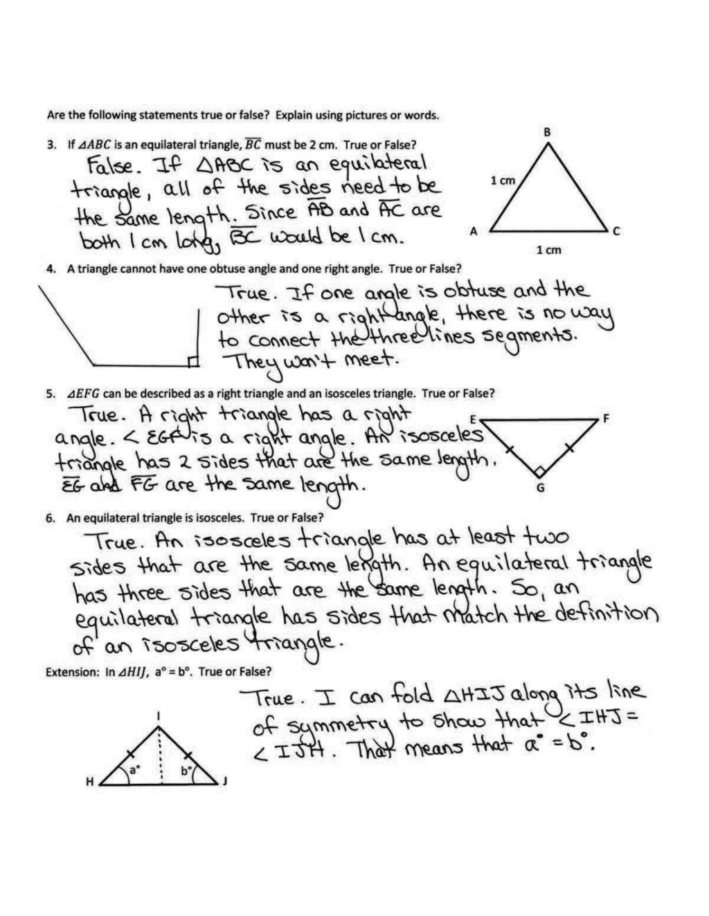 Lesson 14 4 4 Student Debrief (10 minutes) Lesson Objective: Define and construct triangles from given criteria. Explore symmetry in triangles.