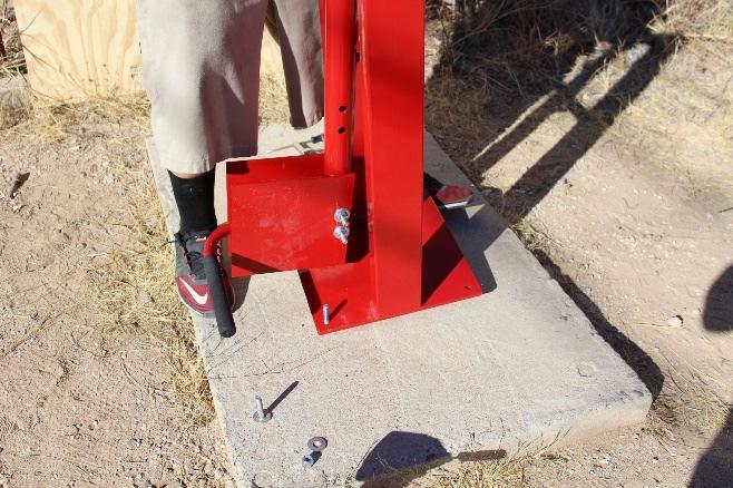 Step 2: Bolt base unit to the concrete or concrete pad. Anchor Bolts are not included.