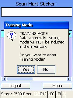 TRAINING GUIDE When a scanner is set for Training mode, the stickers and merchandise bar codes scanned or keyed will NOT be included on any reports or other output.