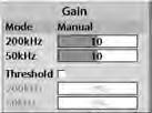3-5-5 Gain The gain menu The gain is a signal strength received from the transducer, the threshold is the level of ultrasonic signal that is ignored by a set value.