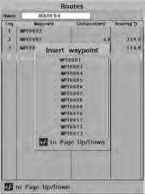 Editing a waypoint in a route from the chart window: 1 Move the cursor to the waypoint you want to move. 2 Press MENU and select Move.