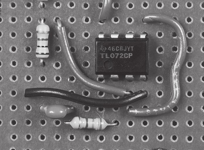 Operational amplifier, a simple yet versatile amplifier-on-a-chip. Pins. The electrical connections to a chip, also called legs. Potentiometer.