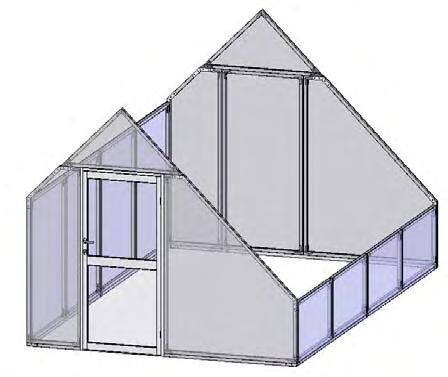 Diagram may show a greenhouse of a different length. Attach flat brackets in the areas identified by arrows.