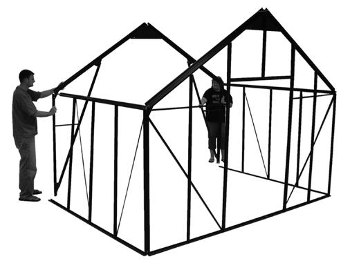 ASSEMBLE THE FIRST GREENHOUSE SECTION (CONTINUED) GROWSPAN ESTATE PRO I GREENHOUSES 2. With assistance, lift the mid rafter into position 8.