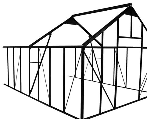 ASSEMBLE NEXT 2 SECTIONS OF SIDEWALL FRAME With the first section of greenhouse frame assembled, construct the next two (2) side wall sections.