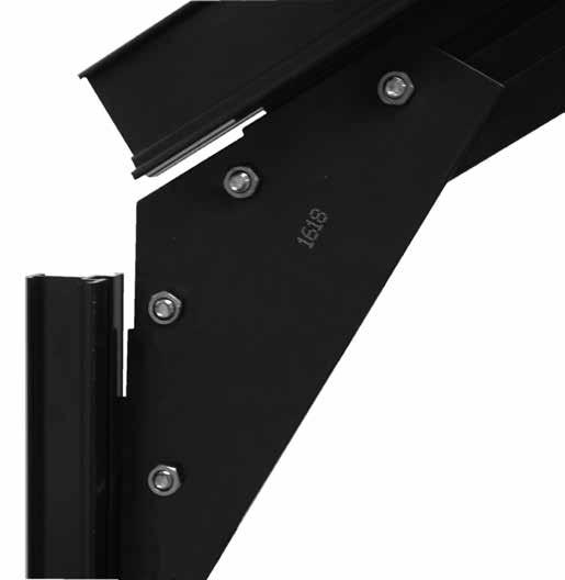 Repeat the steps to attach the other 1614 lower end wall support and to set the gutter rail clearance using the template as previously described.