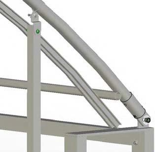 5. With assistance and a proper lift or ladder, take one roller track assembly and position it as shown below. End Rafter 6.