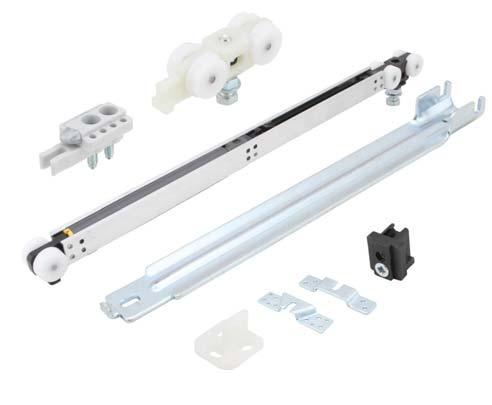 SLIDING DOOR FITTING SILENT 100/AS With soft chlose device (is hidden inside the track) For 1-and 2-leaf sliding door Height adjustable door leaves Suspension with supporting flange Technical data