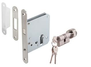 PULL HANDLE WITH MORTISE LOCKSET Material: Solid zinc alloy Suitable for flush timber doors 5 Pin tumbler lock Backset (a): 55 mm Suitable for door thicknesses (b): 35 60 mm MODERN PREMIUM 1 2 3