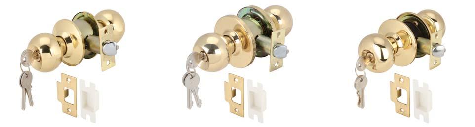 KNOB LOCKSET Suitable for timber or steel doors with one sided opening Suitable for door : - thicknesses (b): 28-45 mm - thicknesses (c): 35-45 mm 5 Pin tumbler lock Backset (a): 60 mm 1 2 3 b = Door