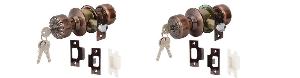TRADITIONAL STYLE KNOB LOCKSET Suitable for timber doors and steel doors with one sided opening Cylinder with 5 pin tumblers Backset (a): 60 mm Suitable for door thicknesses (b): 35 45 mm 1 2 Latch
