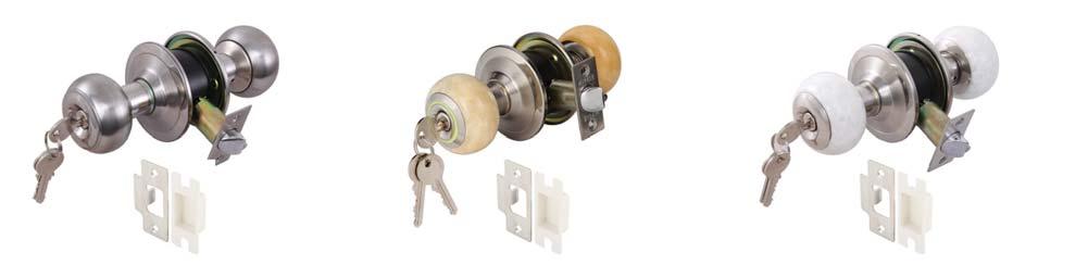 KNOB LOCKSET TOMATO SHAPE - STAINLESS STEEL Suitable for timber or steel doors with one sided opening Suitable for door thicknesses (b): 35-45 mm 5 Pin tumbler lock Backset (a): 60 mm MODERN STANDARD