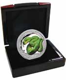 99% pure silver Mintage a mere 5,000 Official Tuvalu legal tender struck by the Perth Mint 2018 1 Green Tree Python 1oz Silver Proof A crown-sized coin, measuring 40.